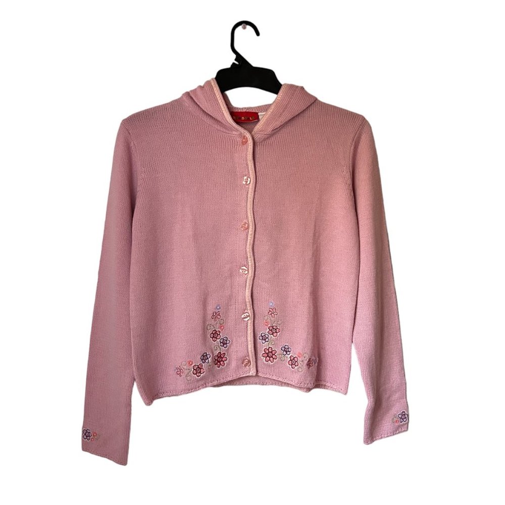 Ragscals Kids L Knit Pink Floral Button-up Hoodie